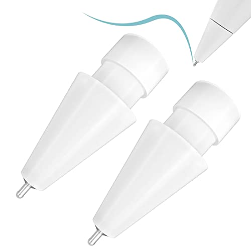 Puntas para Apple Pencil, 2 Pack Puntas de Lápiz de Apple iPad Pro, Lapiz para Apple Pencil 1.ª Generación y 2.ª Generación, Puntas de Silicona con Dos Tapas, Blanco Cover