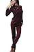 Minetom Femme Été Manches Longues Hauts Tops et Longues Pantalons Mode Sport Costume Deux-pièces Ensemble Casual Bander Combinaison Bourgogne FR 40