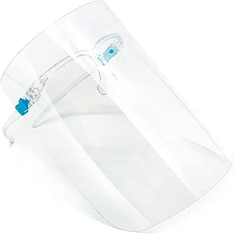 Luebel PACK OF 5 Full Face Protector Shield Visor with Glasses Frame Light Weight Splash Shield. Comfortable Business Visors with Glasses Cases Exclusive Transparent For Business Anti Fog UK Seller Cover
