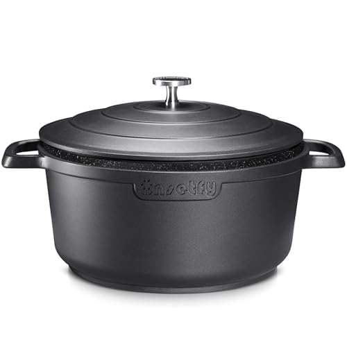 INSETFY Large Dutch Oven Pot with Lid-7.5QT Cast Aluminum Oven Pot with Two Handles Lightweight for...