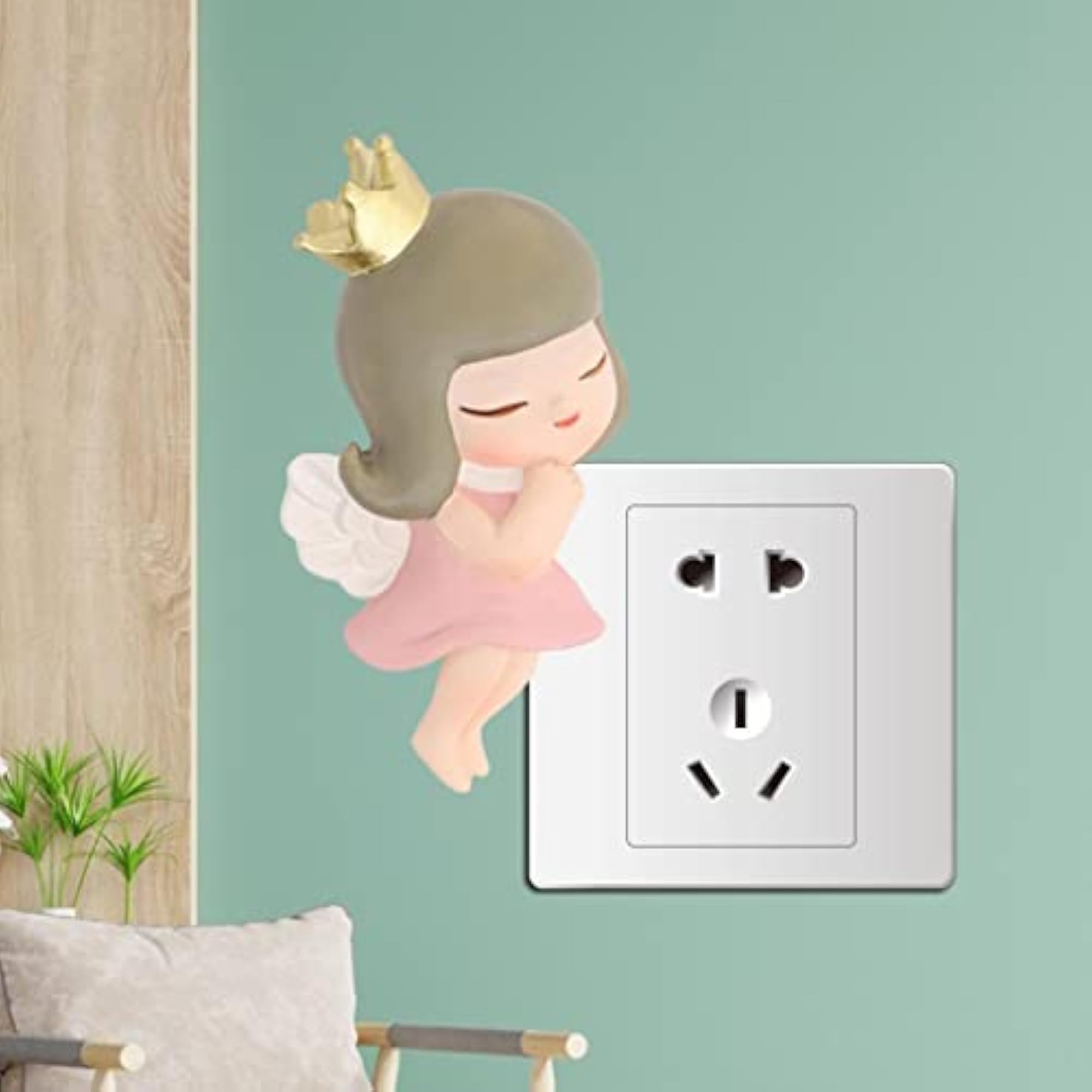 3D Lighting Socket Decal Wall Decoration Crown, 6 Pcs
