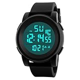 Men's Simple Digital Military Watches Large Face Sport Electronic LED Double Time Waterproof Wrist Watches for Men with Stopwatch Alarm LED Backlight