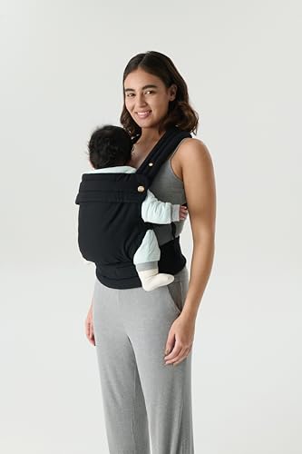 Ergonomic Baby Carrier Newborn to Toddler, Lightweight & Breathable Cotton Infant Carrier for Hands Free Comfort (Black)