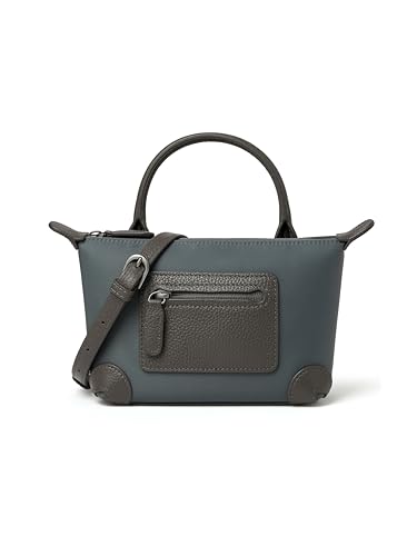 DORIS&JACKY Mini Top Handle Tote Purse For Women Designer Small Lightweight Crossbody Handbag With Adjustable Strap (3-Grey)