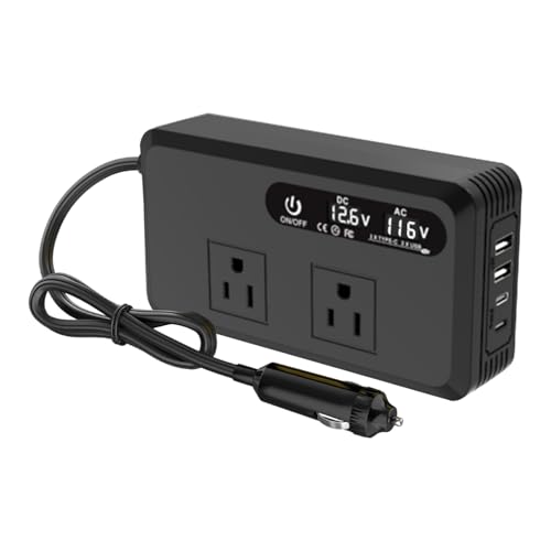 200W Inverter Auto Plug-In Da Accendisigari Convertitore Auto Presa Ricarica Caricatore per Viaggio Adattatore Plug-in Versatile per Uso in per Piccoli Elettrodomestici Portatili Droni