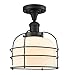 Innovations 517-1CH-BK-G71-CE-LED Large Bell Cage 1 Light Semi-Flush Mount Part of The Franklin Restoration Collection, Matte Black