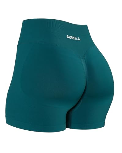 Image of AUROLA Influence Workout Shorts for Women,2.5 3.5 4.5 5.5 6.5 No Roll Up Squat Proof Scrunch Seamless Compression Gym Short