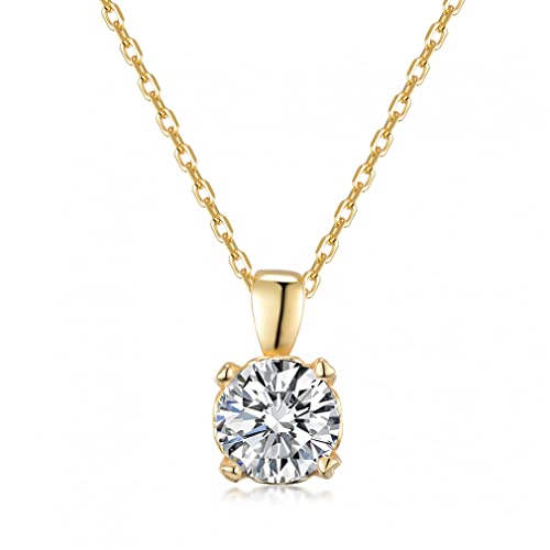 Collier diamant moissanite 925 pendentif rond plaqué or blanc 18 carats