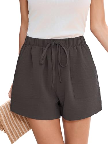 Heymoments Women's Wide Leg Shorts Lightweight Grey X-Large High Waisted Flowy Dressy Loose Fit Summer Ladies Cute Beach Trousers with Pockets