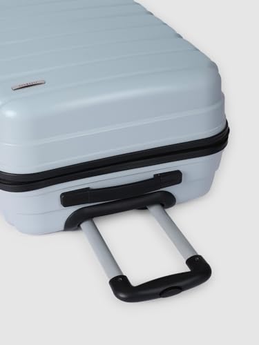 Image of TEAKWOOD Leathers 65 CM 8 Wheels Trolley Bag, Hard Cabin with Zipper Closure, Adjustable Push Button & Cross Side Strap, Lock System 360 Degree (65 CM, Metallic Silver)