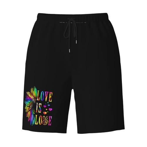 LGBT Gay Pride Rainbow Sunflower Love is Love Mens Swim Trunks Quick Dry Board Shorts 7" - Hawaii Beach Swimwear4