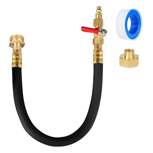 Hourleey RV Winterizer Kit, 18.5' Sprinkler Winterizing Blowout Adapter with Shut Off Valve, Air Compressor Quick-Connect Plug to 3/4' Hose Blow Out Adapter for Motorhome Boat Camper Travel Trailer