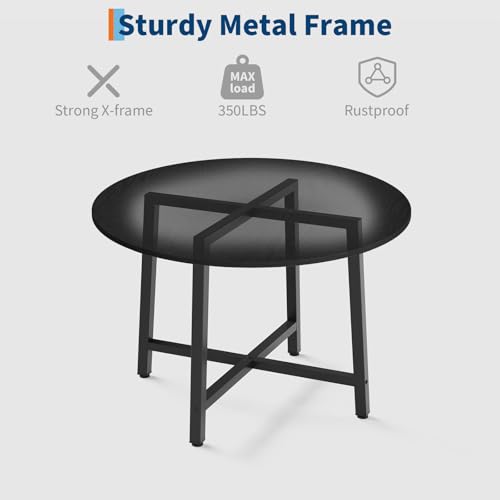 Image of IDEALHOUSE 31.5 Inch Round Dining Table for 2-4, Small Kitchen Dining Room Table for Space Saving, Wood Circle Kitchen Table with Sturdy Metal Frame (No Chairs)