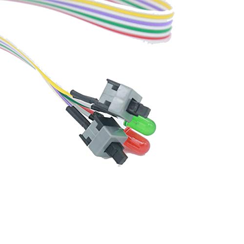 Image of Slim ATX PC Computer Motherboard Power On Off Reset Push Button Switch Cable with LED Light (50 cm)