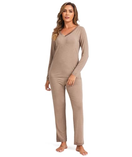 Image of GYS Women's Bamboo Viscose Long Sleeve Pajamas Set