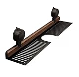 Wandmontiertes Badregal - Walnussholz & Aluminium - Platzsparendes Aufbewahrungsregal für Waschbecken & Dusche - Modernes Design - 50 × 30 cm