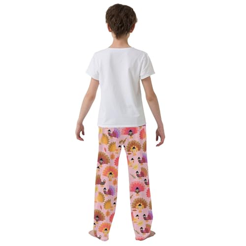 ZZXXB Autumn Maple Turkey Boys Long Pants Soft Trousers Elastic Waist Kids Lounge Bottoms with Pockets S-XL3