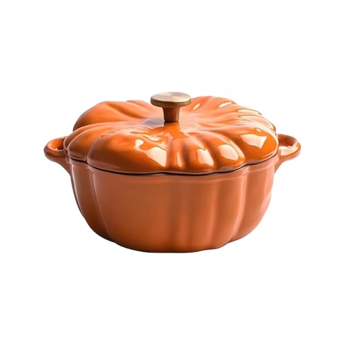 Casserole en fonte émaillée avec couvercle - Jolie cocotte en forme de - Bol à soupe mignon pour four, lave-vaisselle, micro-ondes