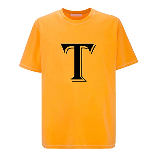 IMPRESSGolden Yellow Polyester T Shirt with Algerian Letter T Design