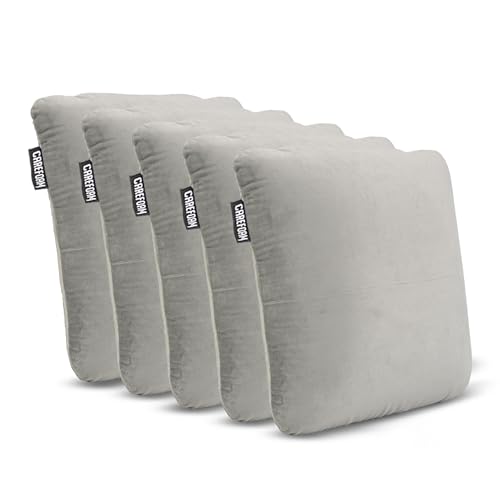 Image of CareFoam Memory Foam Square Cushion for Car, Sofa /Diwan, Bed, Chair & Decoration | Highly Durable, Hypoallergenic | 14 inchx 14 inch x 4 inch | Velvet Cover | Grey, Pack of 5