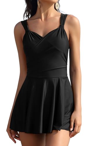 SHEKINI Damen Eleganter Einteiliger Schwimmanzug V Ausschnitt Crossover...