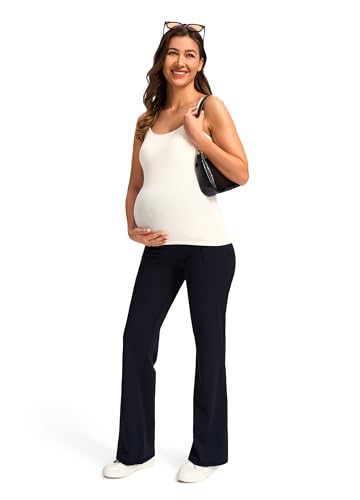 JOYSPELS Smooth Feeling Maternity Bootcut Pants with Pockets Over The Belly Flare Maternity Leggings Pregnancy Yoga Pants 7
