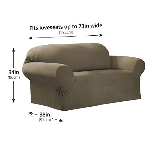 Maytex Collin Stretch 1-Piece Loveseat Furniture Cover / Slipcover, Moss