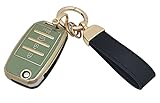 vurbemes TPU Key Fob Cover Case with Keychain fit for Kia Sorento Sportage Rio Soul Forte Optima Carens Picanto Folding Flip Keyless Entry Key Fob (Green)