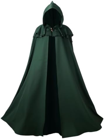Men’s Medieval Cloak with Hood, Renaissance Hooded Cape