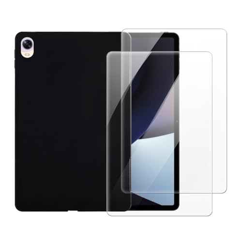 Protecteur d'écran Oppo Pad 11.0 2022 et housse noire antichoc avec film en verre trempé