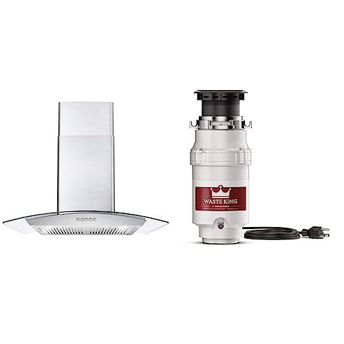 COSMO COS-668A900 Wall Mount Range Hood 380-CFM with Ducted Glass Chimney Kitchen Stove Vent, LED Light, 3 Speed Exhaust Fan, Permanent Filter, Stainless Steel (36 inch)