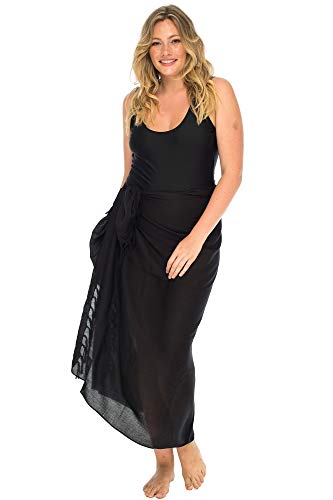 Back From Bali Womens Plus Size Sarong Wrap Solid Swimsuit Cover Up Pareo Bathing Suit Beach Skirt Coconut Clip