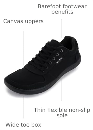 Image of WHITIN Men's Wide Toe Box Barefoot Shoes Minimalist Sneakers W882 | Natural Toe Freedom, Zero Drop Balance, Lightweight Canvas Comfort, Daily Walking, City Commute, Everyday Wear