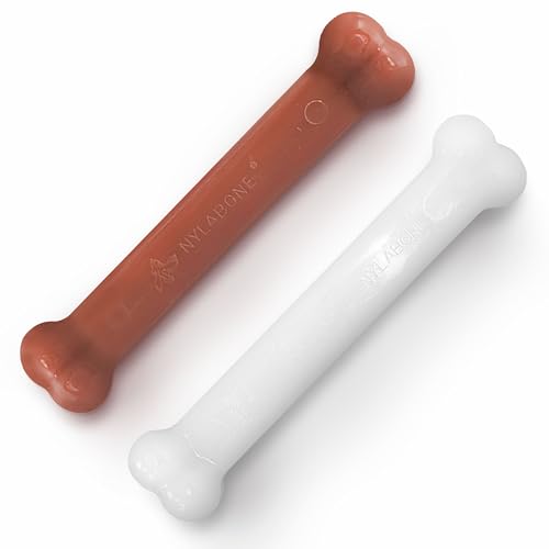 Nylabone Original Bone Power Chew Toy for Dogs, Durable Dog Toys for Aggressive Chewers, Basted Blast Chicken Flavor, Large - Up to 50 lbs, 2 Pack