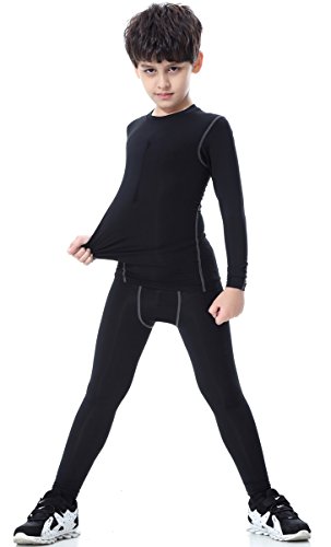 Boys Athletic Base Layer Compression Underwear Set 2pcs Thermal Long John for Kids3