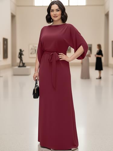 Image of KOH KOH Womens 2026 Flowy Formal Batwing Sleeve Evening Casual Gown