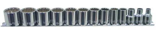 K Tool International KTI-22501 Shallow Fractional Socket Set - 13 Piece