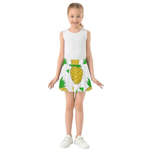 Joisal Girls Skorts Athletic Shorts Toddlers Tennis Skirts Dance Golf Pleated Skort Pineapples Green Leaves Tropical 3t3