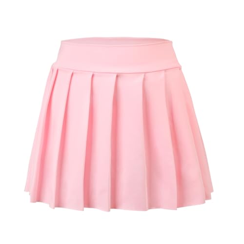 Bezioner Falda de Tenis para Niñas Faldas Plisada de Golf Uniforme Escolar con Interior Shorts y 2 Bolsillos Rosa Nuevo XL(10-12 años, 130-150 cm)