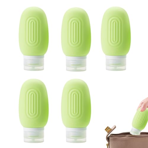 Botellas de tocador, Botellas de Viaje para artículos de Aseo, Botellas de Aseo de Silicona de Viaje de 5 Piezas, Botellas de Viaje comprimibles, Botella de Viaje líquida ricaricab, 90 ml,