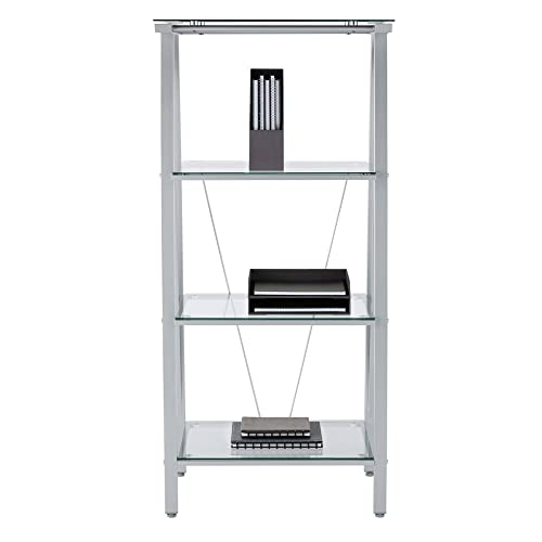 Realspace HM-2500 ® Vista 60"H 4-Shelf Glass/Metal Bookcase thumb #3