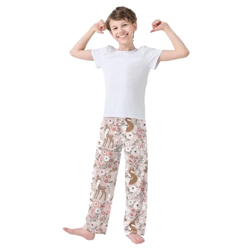 Boys' Pants Woodland Animal Fox Deer Rabbit Bird Butterfly Long Bottoms Elastic Waist Trousers with Pockets S-XL2