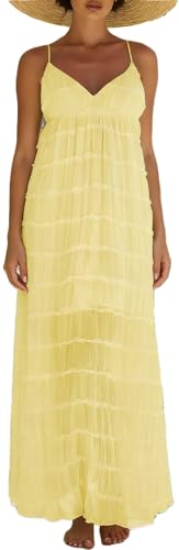 Image of Yiulangde Women's Backless Smocked Maxi Dress Sexy Spaghetti Strap Cut Out Flowy Beach Long Dress Vacation Casual Sundresses
