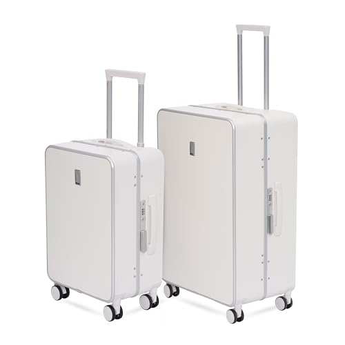 Image of SWISS MILITARY Black Gold Collection Hard PC Cabin & Check-in Luggage Trolley Set of 2 (55cm Small & 75cm Large) Suitcase with TSA Lock, 360 Wheels, Ideal for International Travel (44L,70L) White