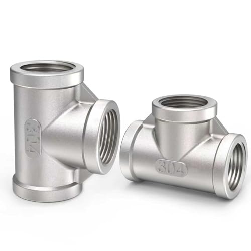 ChillWaves 304 Stainless Steel Pipe Fitting, Tee 1" x 1" x 1" NPT Female Thread Adapter(2-PACK)