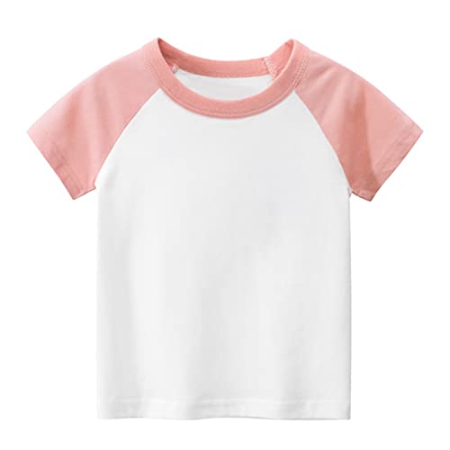 Kids Baby Boys Girls Y2K Color Block Solid Color Short Sleeve Crewneck T-Shirts Tops Summer Casual Tee Clothes