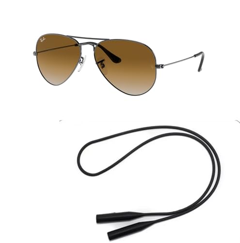Ray-Ban RB3025 Sunglasses Bundle: RB 3025 AVIATOR LARGE METAL 004/51 Aviator Large Metal Gunmetal C and Universal Anti-slip Silicone Leash2