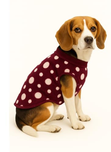 Image of The Pets Company Dog Winter Coat Jacket, Clothes, Windproof, Light Weight, Washable, Ultra Warm Thick Fleece Lined Dog Vest for Cold Weather Protection, (Polka Maroon Cherry, Medium - 20 Inch)