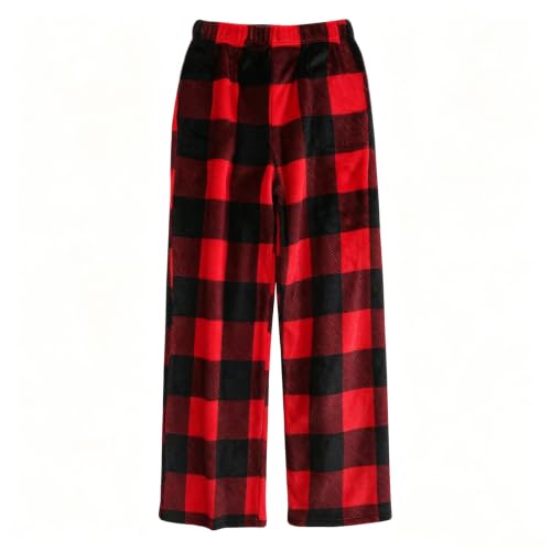Plaid Fuzzy Pajama Pants Women Winter Fleece Lounge Pants with Pockets — view 4