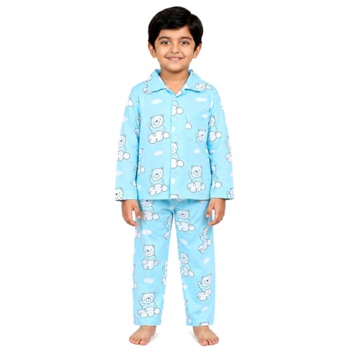 Image of The Mom Store Kids Cotton Night Suit for Boys and Girls | Soft Breathable Night Dress for Kids Boys and Girls | Printed Nightsuit Pajama Set | Comfortable All-Season Sleepwear for Daily Use